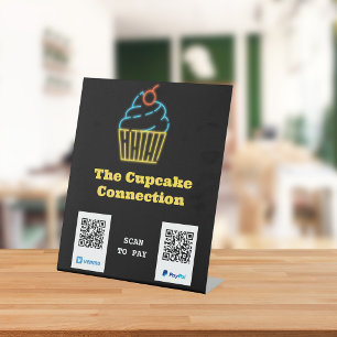 Signe De Table Neon Cupcake Scan to Pay QR Code Code Signal