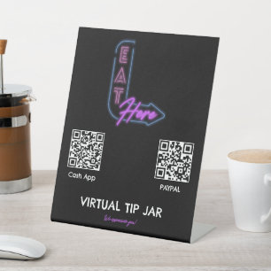 Signe De Table Neon Eat Here Virtual Tip Jar Tablett Sign