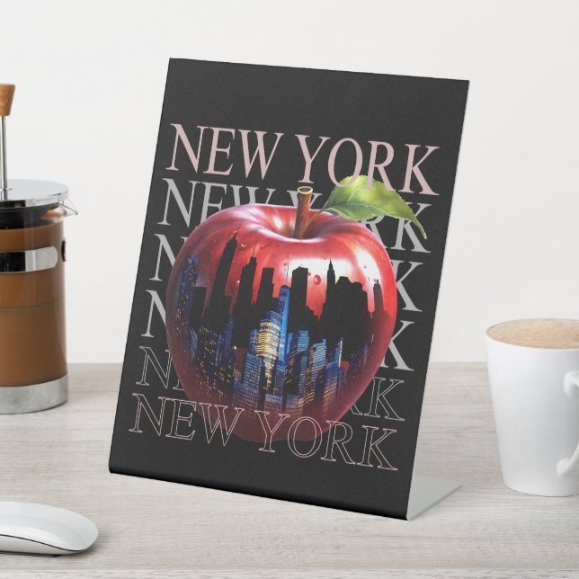 Signe De Table New York La Grosse Pomme Fruit Silhouette City (In SItu)
