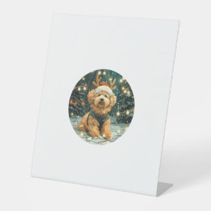 Signe De Table Noël Cavapoo Reindeer Chien Santa Hat Cute Holi