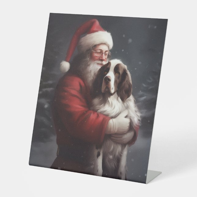 Signe De Table Noël festif Springer Spaniel Santa Claus (Recto)