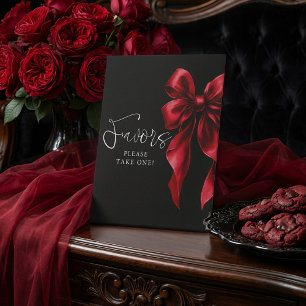 Signe De Table Nœuds Rouge Foncé Favoris de Mariage Noir