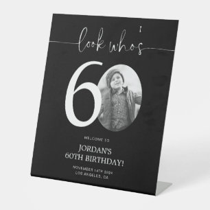 Signe De Table Noir 60e Affiche de bienvenue d'anniversaire   Reg