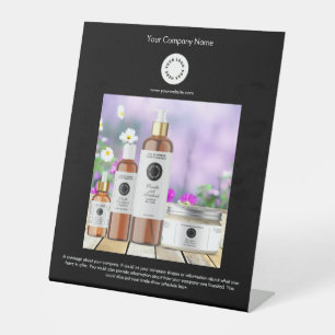 Signe De Table Noir avec logo et photo Petite entreprise