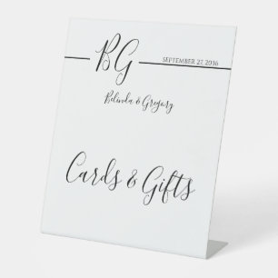 Signe De Table Noir & Blanc Minimaliste Cartes de Mariage & Cadea