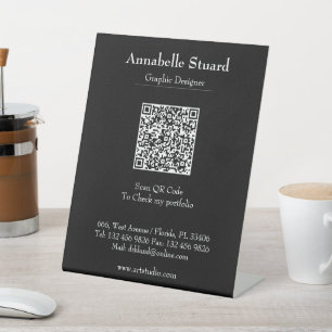 Signe De Table Noir code QR de réservation de service professionn