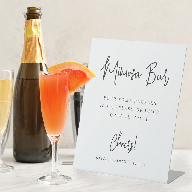 Signe De Table Noir | Moderne Script manuscrit Mimosa Bar (Créateur téléchargé)