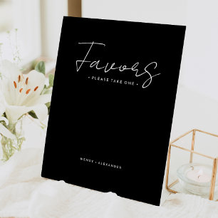 Signe De Table Noir moderne Script mariage Faveurs