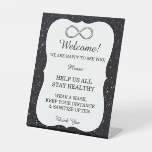Signe De Table Noir Paillettes Argent Sécurité Mariage Infini