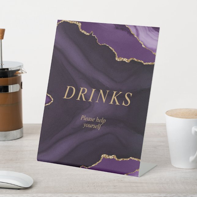 Signe De Table Noir & Purple Gold Calligraphy Boissons (In SItu)