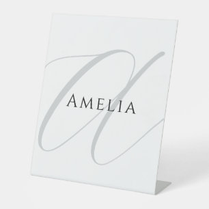 Signe De Table Nom Chic Monogramme Lettre initiale Calligraphie