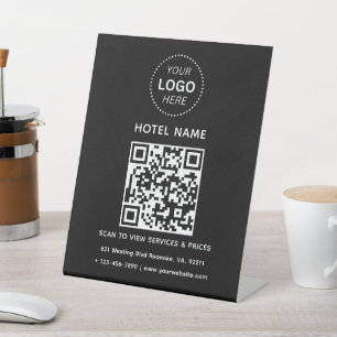 Signe De Table Nom de l'hôtel Logo & Services de code QR Prix Dét