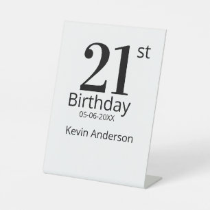 Signe De Table nom en lettres grasses pour 21e anniversaire simpl