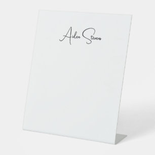 Signe De Table Nom minimaliste simple et élégant en noir et blanc