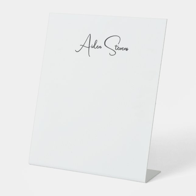 Signe De Table Nom minimaliste simple et élégant en noir et blanc (Recto)