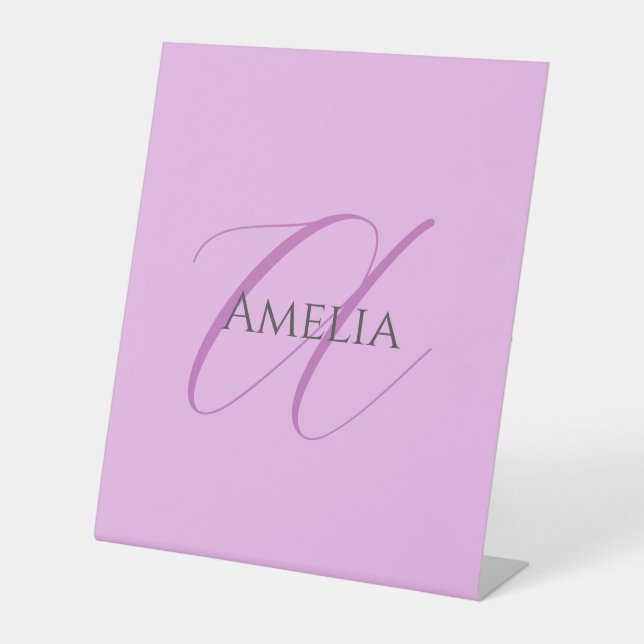 Signe De Table Nom Monogramme Lettre initiale Orchid & Lilac (Recto)