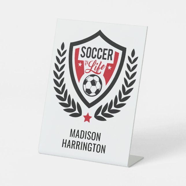Signe De Table Nom personnalisé Logo de football (Recto)