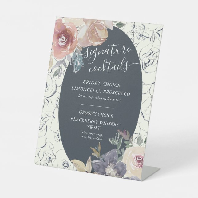 Signe De Table nostalgique indigo blush cocktail floral Signal (Recto)