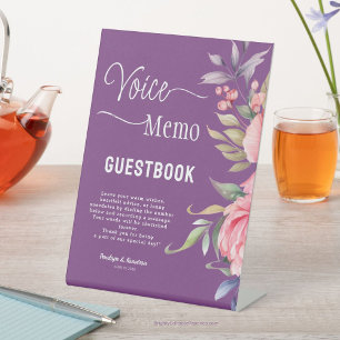 Signe De Table Note de service vocale Mariage Rich Purple Peony