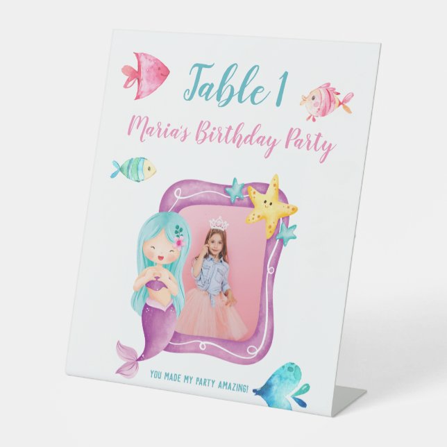 Signe De Table Notre petite sirène numéro de table d'anniversaire (Recto)