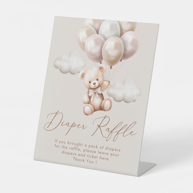 Signe De Table Nous Pouvons Attendre L'Ours Ballons Déchets Raffi (Recto)