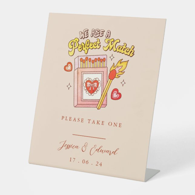 Signe De Table Nous Sommes Un Match Parfait S'Il Vous Plaît Prend (Recto)