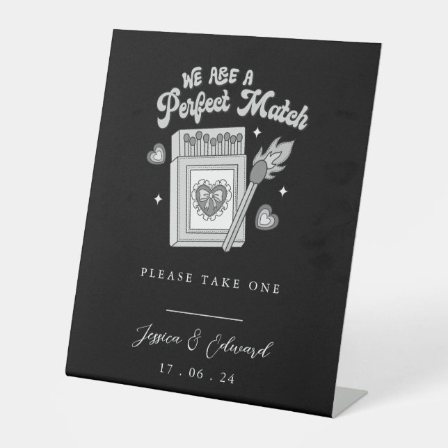 Signe De Table Nous Sommes Un Match Parfait S'Il Vous Plaît Prend (Recto)