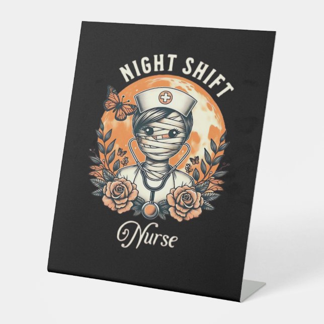 Signe De Table Nuit Shift Nurse maman Halloween Healthcare Flora (Recto)