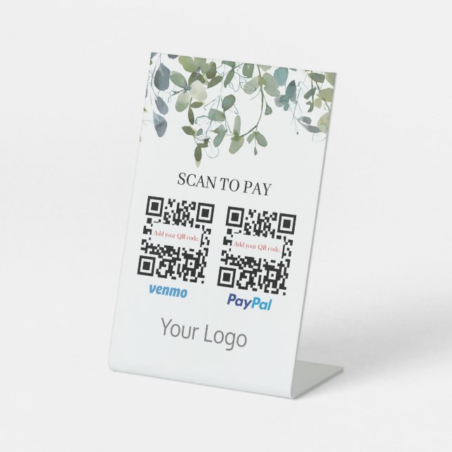Signe De Table Numérisation de code QR pour payer votre logo (Recto)