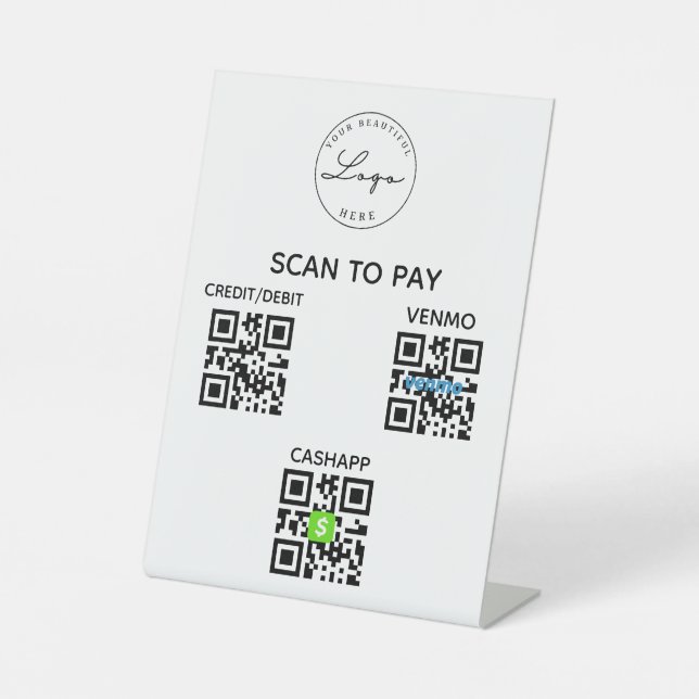 Signe De Table Numérisation de code QR sans contact pour payer le (Recto)