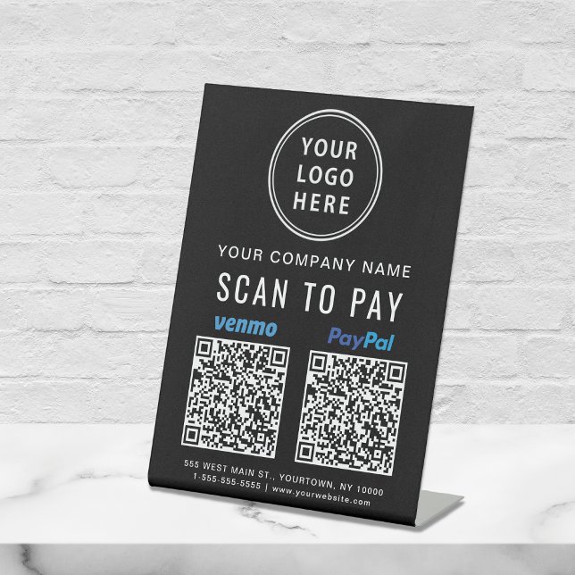 Signe De Table Numérisation du logo pour payer Paypal Venmo QR Co (Our versatile QR Code sign enables you to receive payments anytime, anywhere)