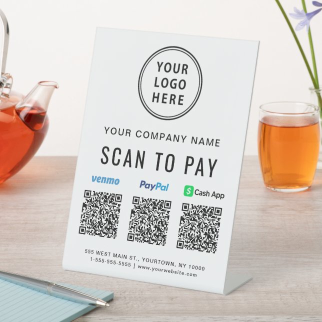 Signe De Table Numérisation du logo vers Paypal Venmo CashApp QR  (In SItu)