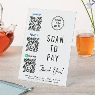 Signe De Table Numérisation du logo vers Paypal Venmo CashApp QR