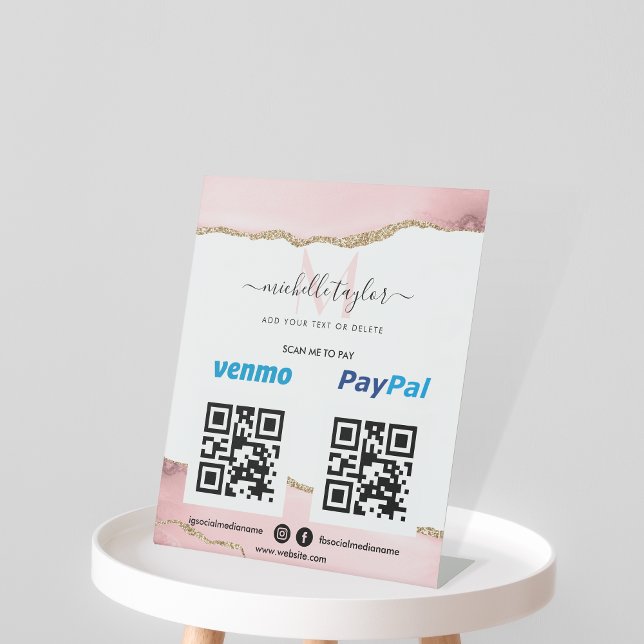 Signe De Table Numérisation moderne pour payer Venmo PayPal QR co (Créateur téléchargé)