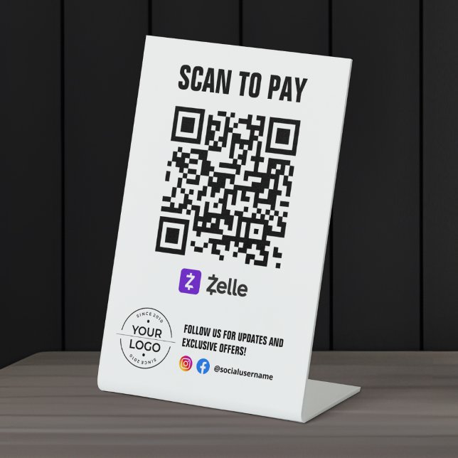 Signe De Table Numériser pour payer le code QR Zelle (Créateur téléchargé)
