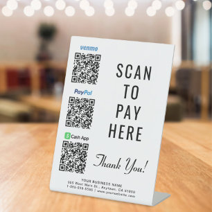 Signe De Table Numériser pour Paypal Venmo CashApp QR Codes