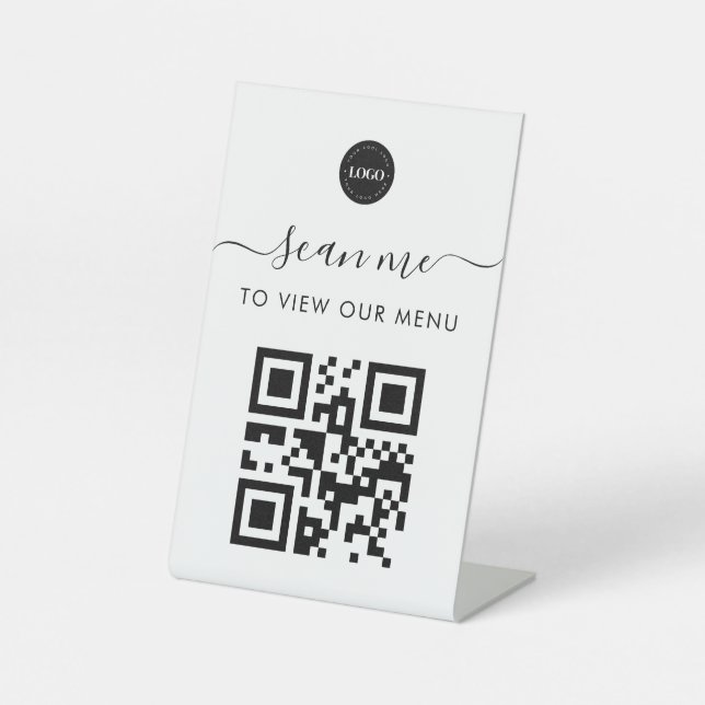 Signe De Table Numériser sans contact Code Qr Menu & Logo Minimal (Recto)