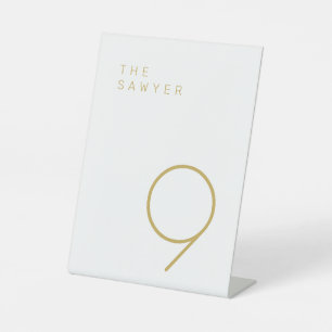 Signe De Table Numéro de la table Sawyer 9 Gold et White