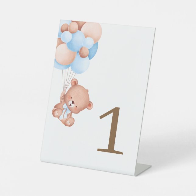 Signe De Table Numéro de table à l'aquarelle Teddy Bear (Recto)