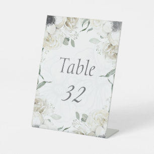 Signe De Table Numéro de table de mariage botanique floral blanc 