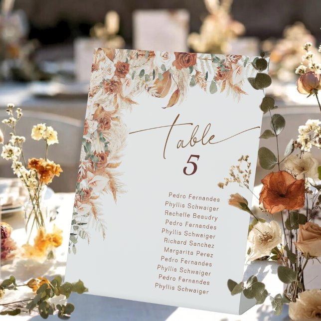 Signe De Table Numéro de table de mariage floral moderne élégant (Créateur téléchargé)