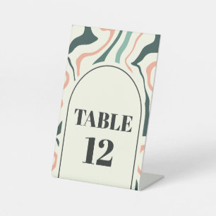 Signe De Table Numéro de table de mariage rose menthe à arc en sp