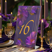 Numéro de table de mariage violet lumineux violet