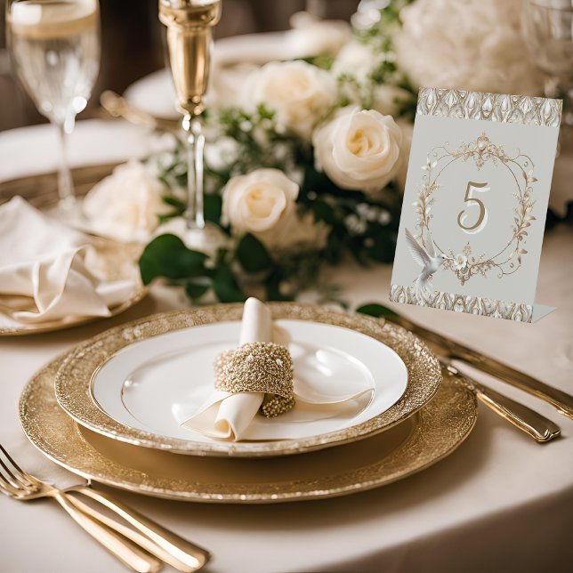 Signe De Table Numéro de table des colibris blancs (Créateur téléchargé)