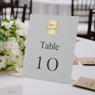 Signe De Table Numéro de table du logo de l'entreprise noir gris