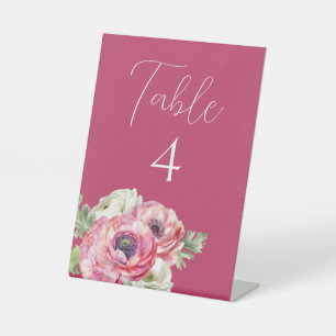Signe De Table Numéro de table du Mariage Ranunculus en rose