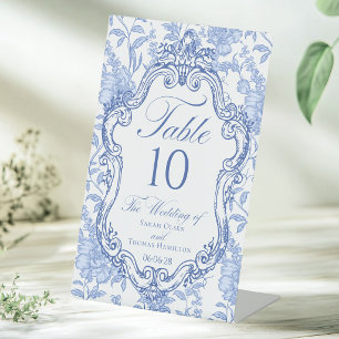 Signe De Table Numéro de table élégant à fleurs bleues pour maria