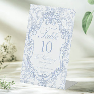 Signe De Table Numéro de table élégant floral bleu crête de maria