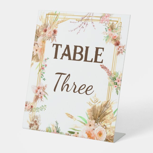 Signe De Table Numéro de table floral Boho  (Recto)