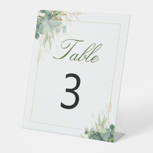 Signe De Table Numéro de table géométrique à feuille d'or d'eucal